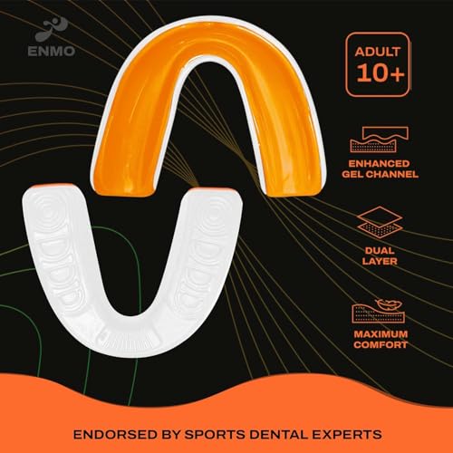 Enmo Maxilla - Protector bucal de gel para adultos y jóvenes de 10 años en adelante con funda para rugby, boxeo, hockey y deportes de contacto, protector bucal con hervir y morder, tecnología de canal - imagen 3