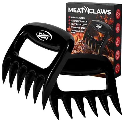 Kaluns Meat Claws, Best Meat and Pulled Pork Shredder - Easily Lift, Handle, Pull, Cut, and Shred Meat - Ultra-Sharp Plastic Blades - Heat Resistant, BPA free, Dishwasher Safe (Black)