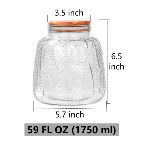 Ansqu LEAF-STYLE Vintage Large Glass Airtight Storage Jar, 59 Fl Oz Glass Food Storage Container With Bamboo Lid, Coffee Container Cookies Jar thumb #1