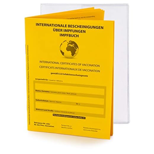 Premium Set - Internationaler Impfpass Impfausweis, 2021, 32 Seiten nach offiziellen Vorgaben auf stabilem Papier + Schutzhülle, Impfbuch Bescheinigung über Impfungen mit eingebundenem Notfallausweis