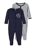 NAME IT Unisex Baby Nbnnightsuit 2p W/F Y/D Core Noos Schlafanzug, Dark Sapphire, 92 EU