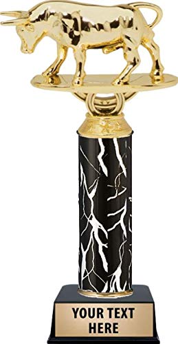 Crown Awards Raging Bull Trophies, Personalized Black Lightning Raging Bull Trophy, Custom Engraving Included Prime