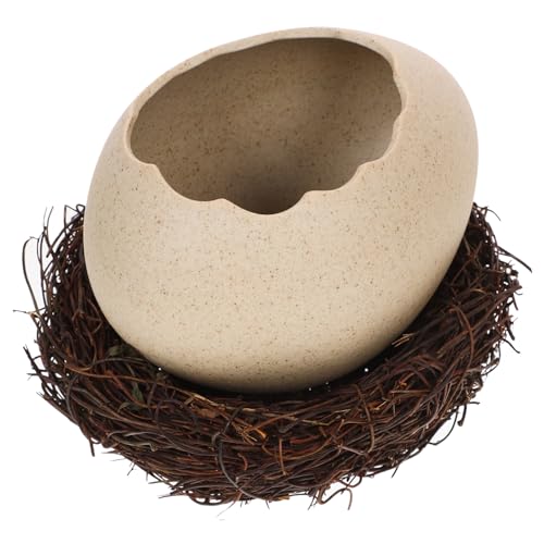 ABOOFAN Egg Shell Bowl Cracked Egg Shell Shaped Dessert Bowl Noodle Bowl with Nest Dinosaur Egg Shape Bowl Ceramic Ice Cream Bowls Decorative Pudding Cup Small Snack Bowls Flower Vase