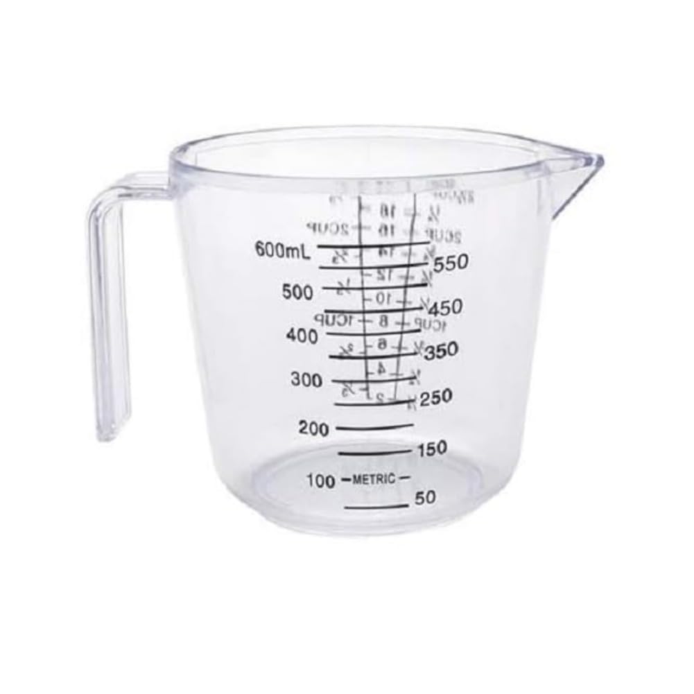 600ml Clear Measuring Jug,Multi-Purpose Baking Cooking Measuring Cup,with Easy-to-Read Scale and Handle (White)