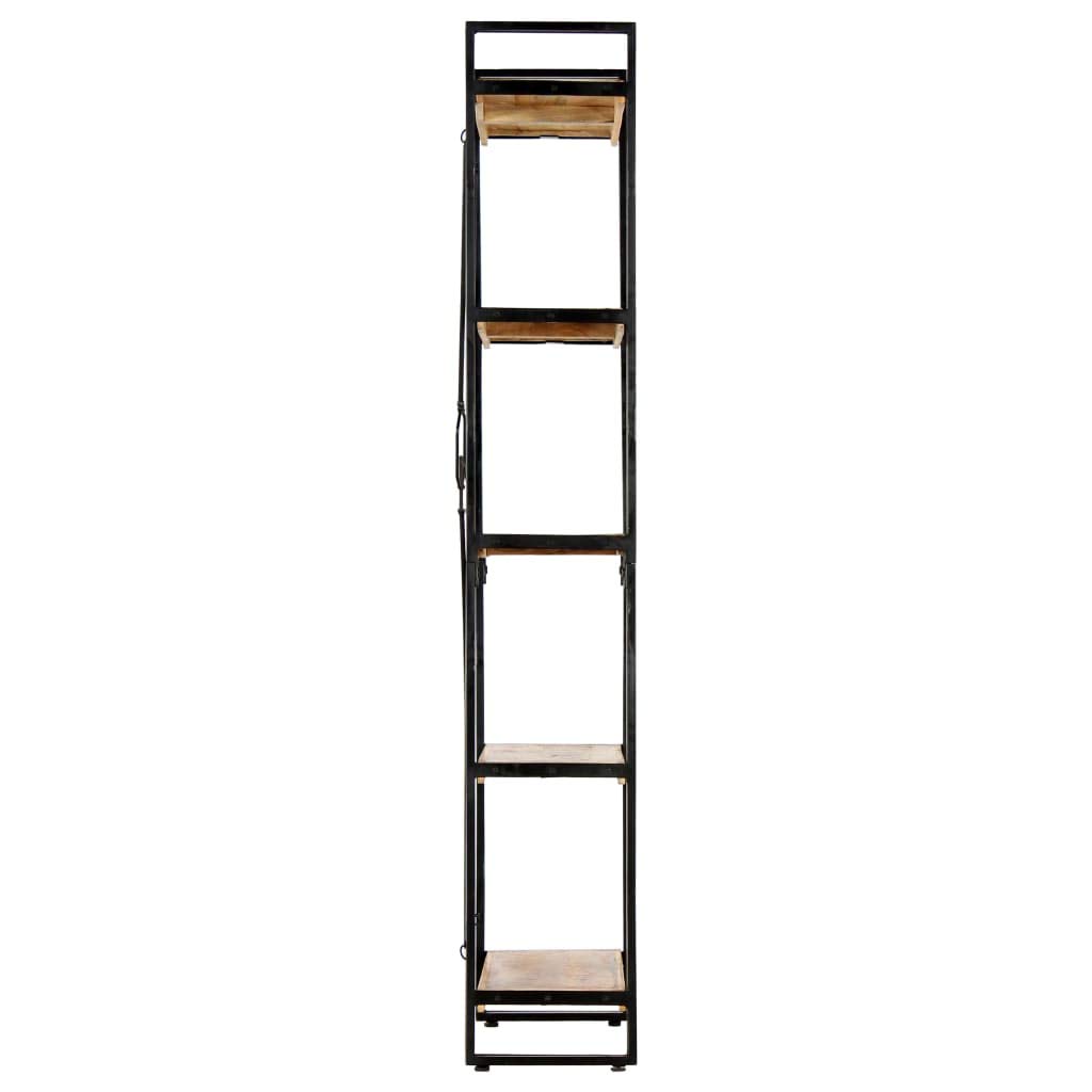 Bücherregal mit 5 Fächern, Standregal aus massivem Mangoholz und pulverbeschichtetem Stahl, Industrie-Design Regal für Wohnzimmer, 60 x 30 x 180 cm