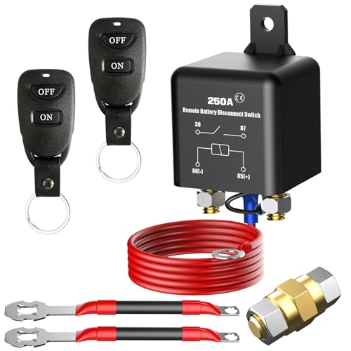 Side Post Remote Battery Disconnect Switch 12V 250A Negative Battery Cut Off Switch Anti-Theft Kill Switch Kit Upgrade Prevent Battery Drain for Car Truck RV Auto Boat Vehicle etc