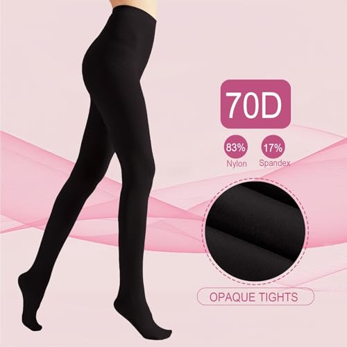 Image of Weziarer Women's Opaque Tights,70D Soft Solid Color Control Tights for Women,High Waist Womens Footed Pantyhose Multicolor