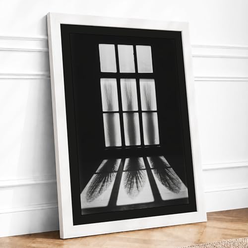 Image of Windows and Shadows Minimalist Framed Wall Art Print A4 White Frame