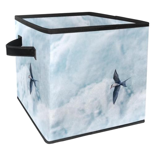 Boîte de rangement pour jouets et linge cube tissu pliable motif ciel - 2