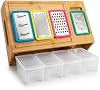 Tabla de cortar de bambú con 4 contenedores, tabla de picar grande con canales para jugos, asas de fácil agarre y abertura para deslizar alimentos, tabla para tallar con bandejas para almacenar, transportar y limpiar alimentos 2