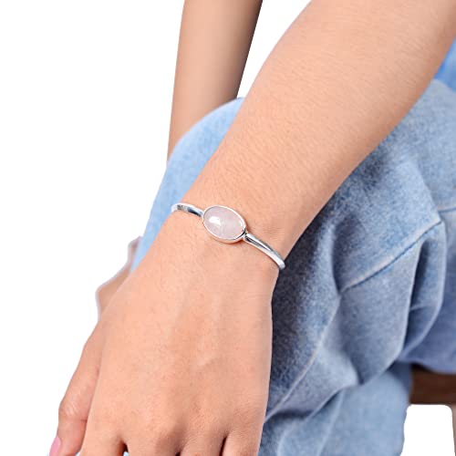 Spirit Wrist Catherine Rose Quartz Bracelet For Women – Natural Gemstone Bracelet – 925 Sterling Silver Bracelets For Women – Adjustable Cuff Bracelets For Women – Handmade In Bali #TOP2