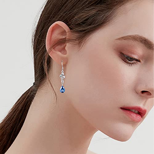 Svodea Mushroom Earrings For Women,925 Sterling Silver Created Blue Crystal Magical Mushroom Dangle Earrings,Anniversary Birthday Gifts For Girlfriend Teen Girls Mom #TOP1