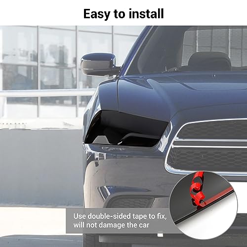 Hoolcar Front Headlight Lamp Cover Guard Trim Bezel Frame Decor Exterior Accessories Compatible with 2011-2014 Dodge Charger, Smoked Black, 2PCs by Hoolcar - Used condition - Image 6