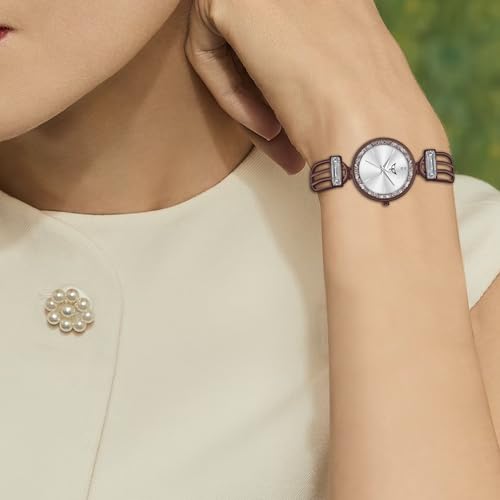 Image of WHITE BIRD Premium Girl Wrist Watch Rose Gold Plated Analog Watch Diamond Studded Dial Stylish Bracelet Strap Stainless Steel Band Perfect for Women