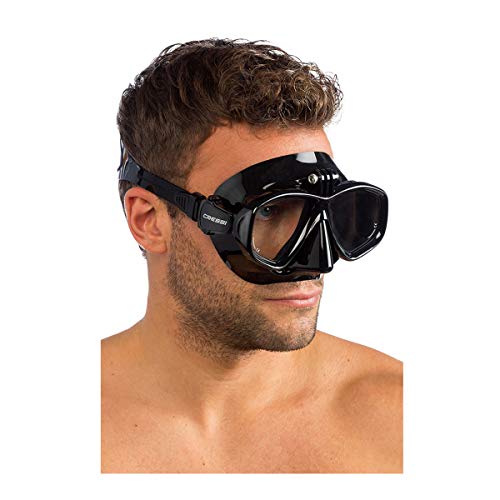 Action Cressi, Máscara silicone com suporte Gopro, Mergulho Pesca sub Cor:Preto