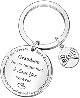 WTOPP Grandson Keyring Gifts Birthday Christmas Gifts for Grandson from Grandmother Grandad Engraved Never Forget That I Love You