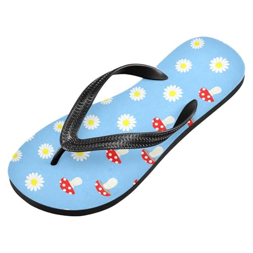 Daisies Mushroom Blue Flip Flops for Beach Thong Sandals Anti-slip Lightweight Shower Shoes for House Indoor Outdoor2