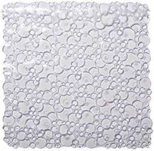 Croydex Bubbles Non-Phthalate Slip-Resistant PVC Suction Shower Mat, Clear, 53 x 53cm