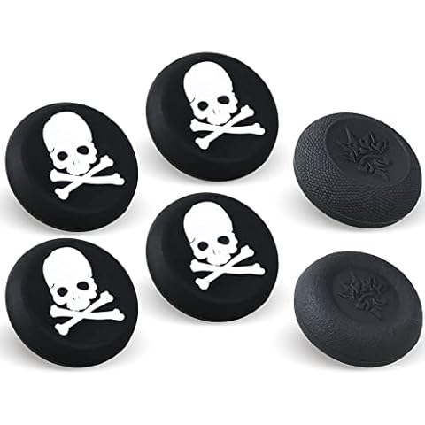 9CDeer Performance Joystick Analog Stick Thumb Grips Set of 6 Compatible with PS5, PS4, Xbox Series X/S Xbox One, Switch Pro Controller Skull Black & White … Cover
