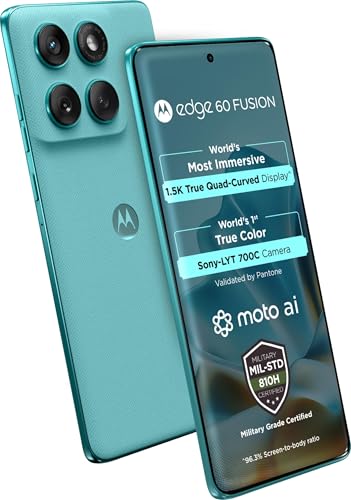 Image of Motorola Edge 60 Fusion 5G (Pantone Amazonite, 8GB RAM, 256GB Storage)| 6.67 inch pOLED Display | IP68 | 50MP+13MP Rear | 32MP Front Camera | MediaTek 7400 Processor | 5500mAh Battery | 68W Turbo Charger