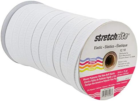 Stretchrite Woven Polyester Elastic Spool, 3/4-Inch by 75-Yard, White