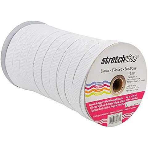 Stretchrite Woven Polyester Elastic Spool, 3/4-Inch by 75-Yard, White Cover