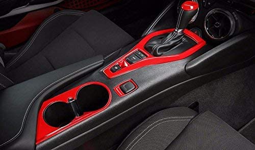 Highitem 4Pcs Gear Shift Knob Cover Water Bottle Frame Cover Interior Accessories Parts Abs For Chevrolet Camaro 2016 Up (Red) #TOP1