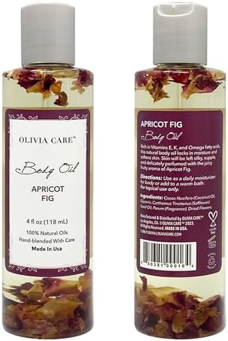 OLIVIA CARE Body Oils, Flavors: Apricot Fig, French Rose, Jasmine Gardenia -All Natural Perfume Fragrance & Body Oil Moisturizer, Rich in Vitamin E, K, Omega fatty Acids (Apricot Fig)