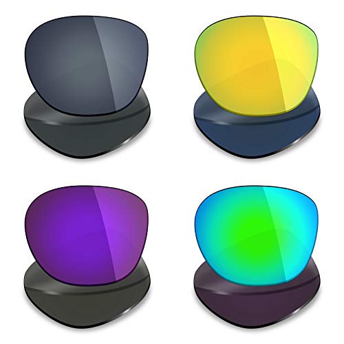 Mryok 4 Pair Polarized Replacement Lenses for Oakley Garage Rock Sunglass - Black IR/24K Gold/Plasma Purple/Emerald Green