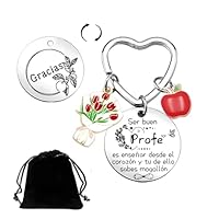 JRZDFXS 2PCS Llavero Profe Regalo para Maestra Regalo de acción de Gracias Llavero para profesor o profesora plateado para Regalos del Día del Maestro (3)