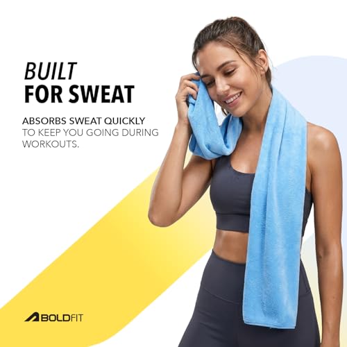 Image of Boldfit Gym Towel for Men & Women, Quick-Dry Hand, Face & Bath Towels for Gym, Shower & Travel, Ultra Soft Absorbent Reusable Towels for Sweat & Water, Compact Portable Eco Friendly Everyday Use Towel