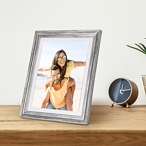 Rempry 6 Pack 8X10 Rustic Picture Frames With Mat, Distressed Silver Family Gallery Photo Frames 10X8 For Tabletop Standing Wall Hanging #TOP5