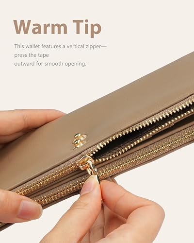 Image of Women's Slim Wallet,Thin RFID Card Holder with Zipper Pocket