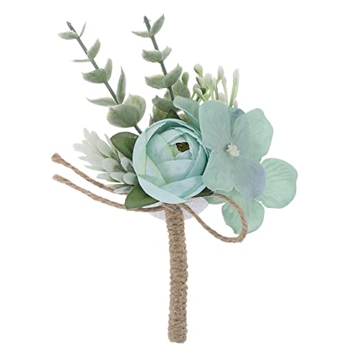 TOPBATHY Cuerpo Wedding Decoration Corsage para Novias Ramillete de Flores Artificiales Despedida de Soltera Fiesta Boutonniere de la Boda Boutonniere de Boda con alfiler Tela de Seda Green