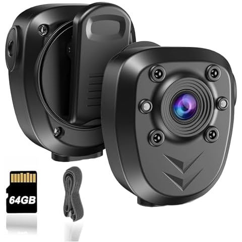 KSADBOSSBO Body Camera with 1080P Recording Spy Hidden Wireless Cam Built-in 64GB Card 1080P Police Recorder Security Cam with Night Vision Dash Cam for Home/Outdoor/Law Enforcement/Cop Guard (64G) Cover