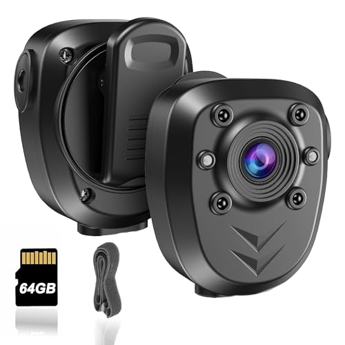 KSADBOSSBO Body Camera with 1080P Recording Spy Hidden Wireless Cam Built-in 64GB Card 1080P Police Recorder Security Cam with Night Vision Dash Cam for Home/Outdoor/Law Enforcement/Cop Guard