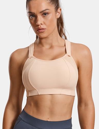Image of SYROKAN Women's Sports Bra Front Adjustable Padded | High Impact, Racerback, Wireless, Plus Size, Full Coverage, Running Bra