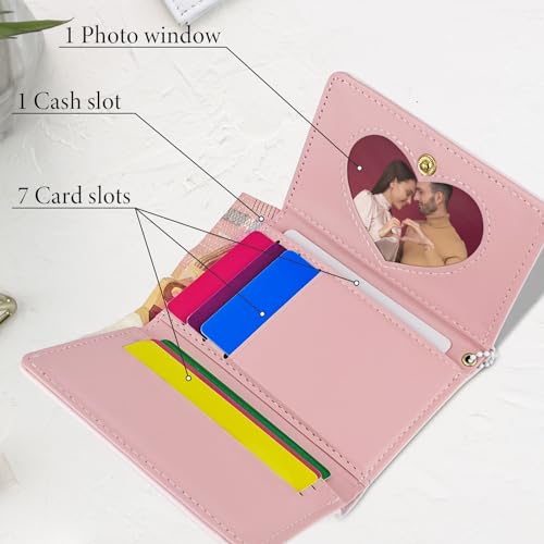 Credit Card Wallet with Heart-shaped Pendant, PU Leather Credit Card Holder for Women and Girls, Cute Women's Wallet Card Holder Wallet for Shopping, Dating, Travel (black)3