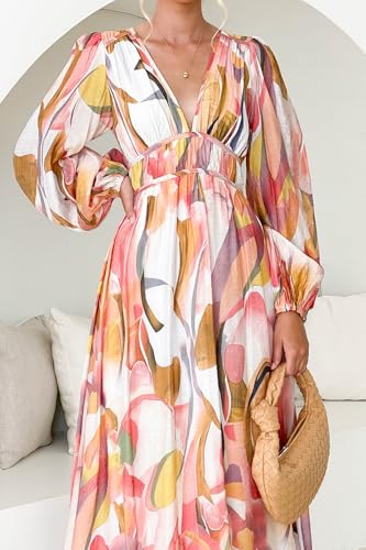 Image of Maxigerui Women's Long Sleeve Floral Maxi Dress 2026 Spring Summer Wedding Guest Dress
