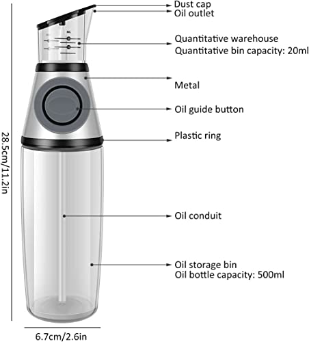 Kelonkt 17 Oz Olive Oil Dispenser, Glass Oil And Vinegar Dispenser With Measuring Oil Sprayer, Oil Pourer Easy To Clean For Kitchen, Cooking, Salads, Baking Frying, Bbq #TOP1