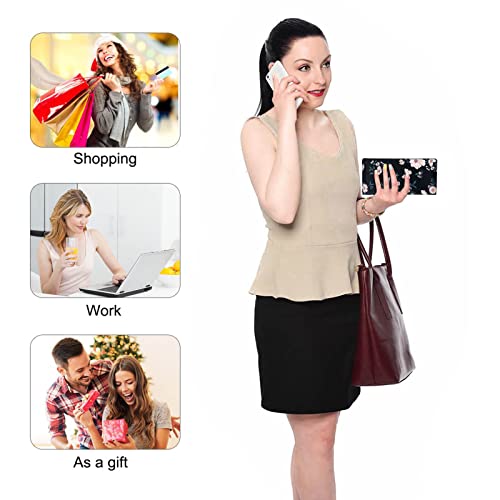 Abberry Womens Rfid Blocking Bifold Long Wallets Slim Snap Wallet Card Holder Organizer With Snap Fastener And Id Window For Ladies And Girls（Beige Flower #TOP6