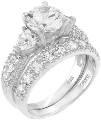 Kingsway Jewelry 3pc Sterling Silver Heart Stone Ring and Titanium Camo Band #RWC06SP08-2