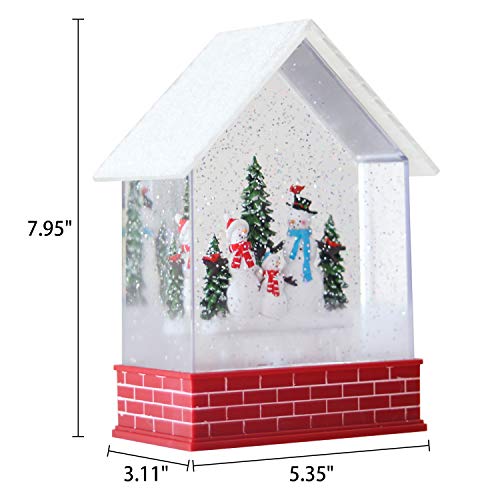 Image of Eldnacele Musical Snow Globe House with Timer, Lighted USB /Battery Operated Swirling Singing Water Glittering Lantern, Christmas Snow Globes House Holiday Festival Decoration- Snowman