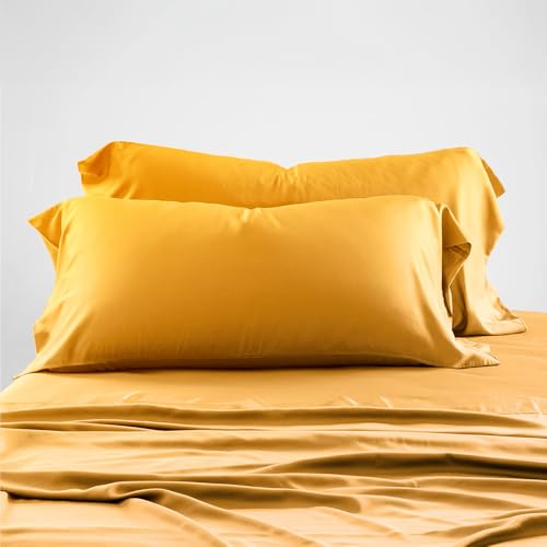 TRAMAS+ Funda de Almohada, 125x45cm,100% Algodón, Extra Suave y Traspirable, Cierre de sobre, Oeko - Tex - Almohada 105, Mostaza