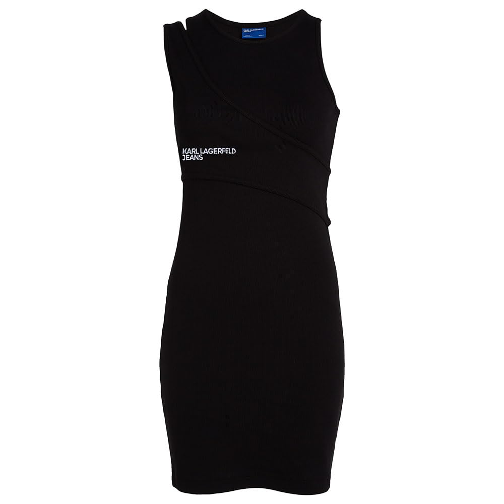 Karl Lagerfeld Jeans Women Ribbed Tank Dress Black S