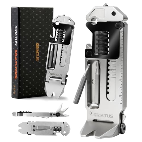 EDC Gear Pry Bar EDC 7 in 1 Multitool with Keychain, Bottle Opener, Screwdriver, Wrenches, Ruler, Window breaker, Nail remover, Survival Gear for Camping, Hiking, Outdoors, Everyday Carry