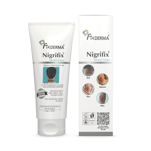 Image of Fixderma Nigrifix Advance Cream for Acanthosis Nigricans with Melatonin, Retinol & Lactic Acid | For Dark Body Parts like Neck, Ankles, Knuckles, Armpits, Thighs & Elbows | Dermatologist Tested - 50g