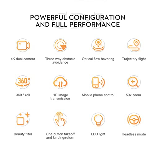 Mini drone de controle remoto com câmera dupla Drone sem cabeça dobrável 4K com função de prevenção