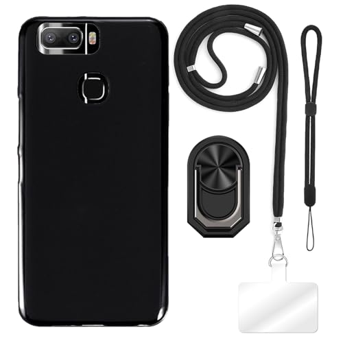 ESACMOT [4 in 1 Hülle Kompatibel mit Leagoo S8 Pro mit Umhängeband, Handschlaufe & Ringhalter, Stoßfeste Schutzhülle Reiseset (Schwarzes Set)
