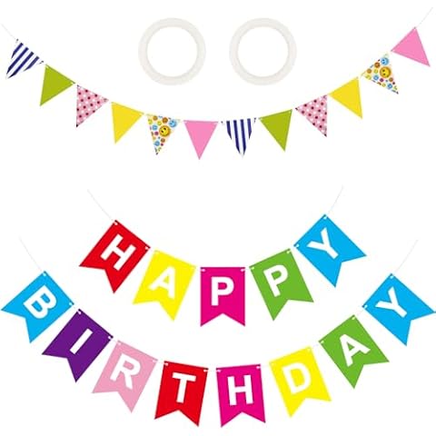 Gosuoa Colorful Happy Birthday Banner Cover
